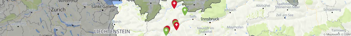 Kartenansicht für Apotheken-Notdienste in der Nähe von Zöblen (Reutte, Tirol)